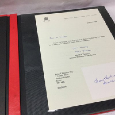 A binder of autographs of various politicians including Edward Heath, John Mater, James Callaghan , Ian Paisley & others . Postage category C