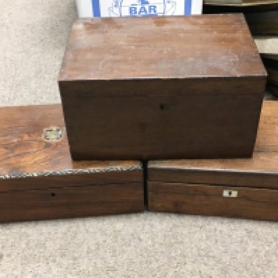 Three work boxes and a smaller box.no reserve
