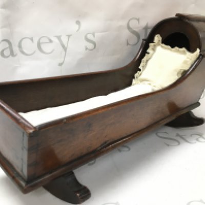 A small Georgian dolls crib, this lot cannot be posted 25cm tall 45cm long