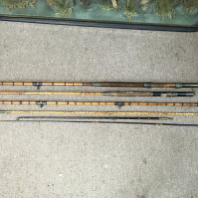 A Victorian Gamages fishing rod and another unmarked antique rod.this lot cannot be posted