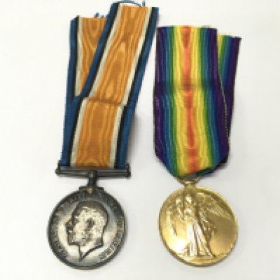 Two WW1 Medals including War and Victory medal presented to 240426 PNR.T.A.LAWS.R.E. Postage category A