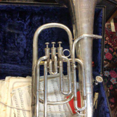 A Chrome Baritone chrome finished Lafleur imported by Boosy & Hawkes. in a fitted case.