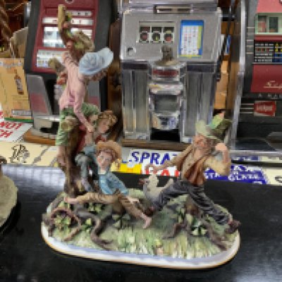 A large Capodimante figure of a Merry Gent, Donkey and Cart, and a Capodimate figure of Apple pickers- NO RESERVE