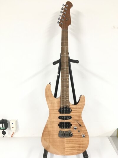 A Harley Benton Pro Series electric guitar. Comes with soft carry case.