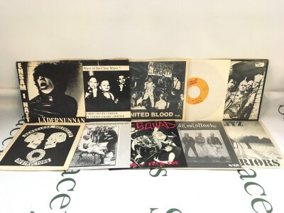 Ten punk 7" singles by various artists including Leather Nun, Agnostic Front, Riot Squad and others.