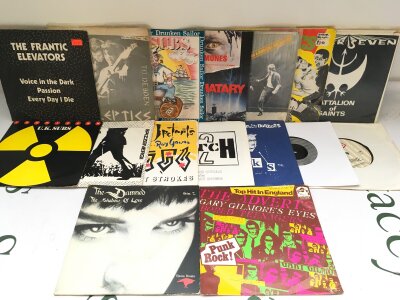 Thirty punk 7" singles by various artists including UK Subs, Ramones, Sham 69 and others. Includes coloured vinyl pressings.