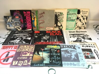 Fifteen punk and alt rock 5", 7" and 10" singles by various artists including Poison Idea, The Mummies, Propagandhi and others.