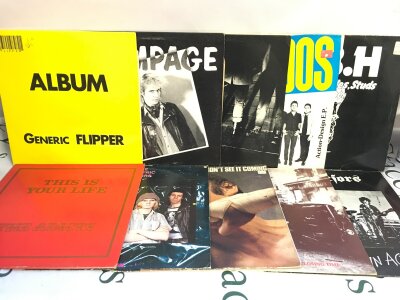 Ten punk and new wave LPs and 12" singles by various artists including The Adicts, Flipper, The Electric Chairs and others.