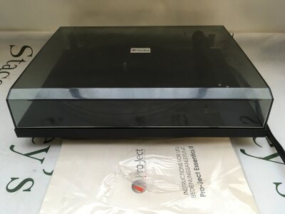 A ProJect Essential II turntable and instruction manual. No power lead.
