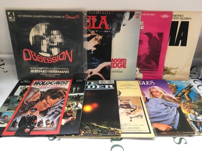 Ten soundtrack LPs comprising Dracula, Obsession, Holocaust and others.