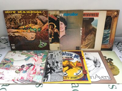 Ten folk rock LPs by various artists including Roy Harper, Tim Buckley, Kevin Ayers and others.
