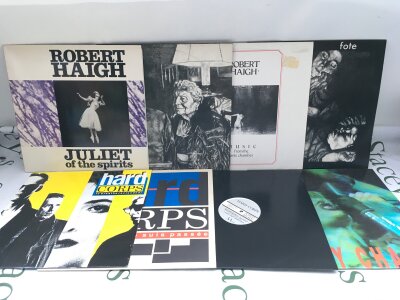Eight experimental and synth pop LPs and 12" singles by Robert Haigh, Fote and Hard Corps.