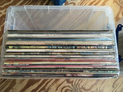 Two boxes of LPs by various artists including David Bowie, The Who, Patti Smith and others.