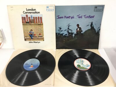 Two John Martyn LPs comprising The Tumbler ILPS 9081 stereo with a pink rim textured label plus a mono pressing of London Conversation ILP952 on the sunset label. Vinyl EX.