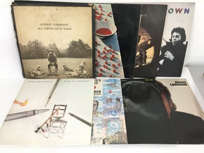 Eight solo Beatles LPs comprising All Things Must Pass (no poster), McCartney, Band On The Run and others.