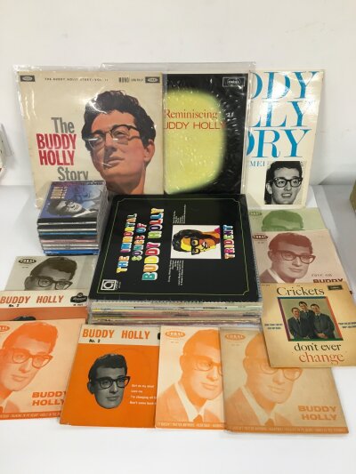 A collection of Buddy Holly LPs, EPs and CDs including UK and foreign pressings, generally VG+/EX.