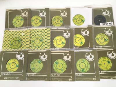A collection of ELO, Wizzard, Move and Roy Wood records comprising over fifty 7" singles including demo discs and three 12" singles including one demo disc.