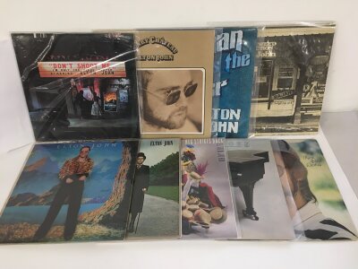 Nine Elton John LPs comprising Honky Chateau, Tumbleweed Connection, Madman Across The Water and others.