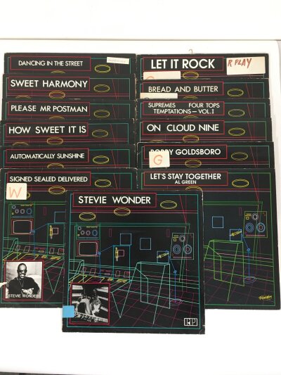 Thirteen BBC Radioplay library records, mostly soul artists.