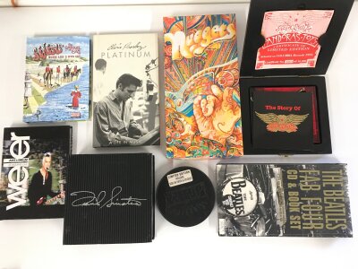 A collection of CD and DVD box sets including limited editions. Various artists including a Nuggets 1965-1968 long box, Genesis - The Gabriel Years, Paul Weller - 22 Dreams and others.