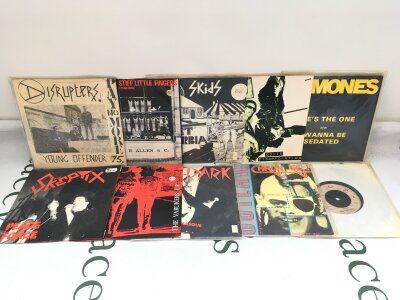 Ten punk rock 7" singles by various artists including New York Dolls, Ramones, 999 and others.