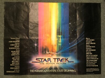 A UK quad film poster for Star Trek The Motion Picture, folded. Approx 30" x 40".