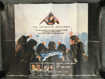 Two UK quad film posters comprising Superman 2, folded with tears to top edge, and Warlords Of Atlantis, folded with tear to right hand side and sellotape remnants. Both 30" x 40".