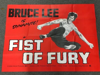 A UK quad film poster for Fist Of Fury, folded. Approx 30" x 40".