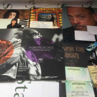 A collection of pop, soul and jazz tour programs, some with tickets. Various artists including Michael Jackson, Elton John, Whitney Houston, Carole King and many more.