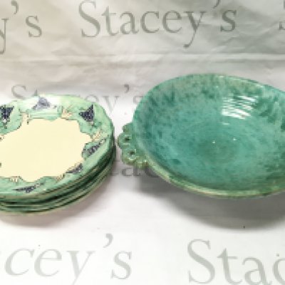 A collection of French mid 20th century plates and a Maltese dish . This lot cannot be posted.NO RESERVE