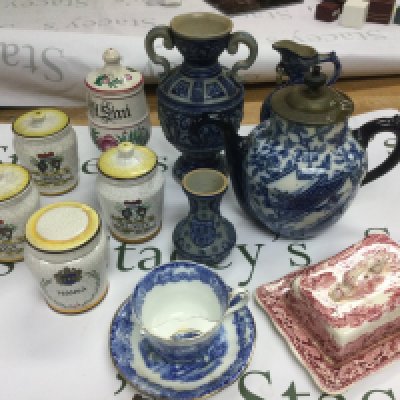 A collection of ceramics including a Doulton teapot, apothecary jars etc. Shipping category D. NO RESERVE