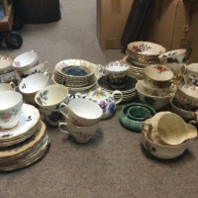 A collection of part tea sets including Royal Albert, Regent china, Colclough, Crown Royal etc. some damage