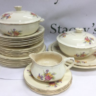 A Queen Anne tea service in Manor Roses pattern plus a J Fryer & Son dinner service. Shipping category D.