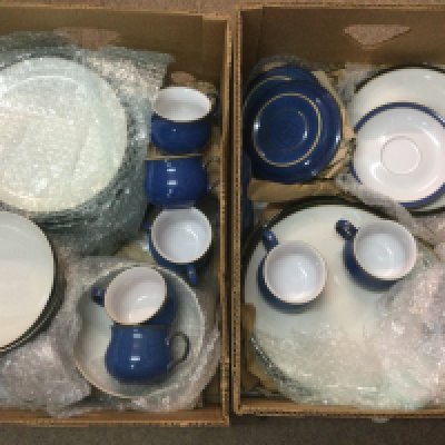 Two boxes of Denby dinnerware. Shipping category D.