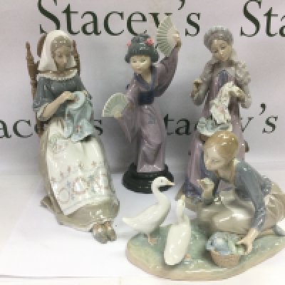Four Lladro figures of ladies, tallest approx 30cm. Shipping category D.
