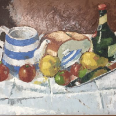 A framed oil painting on board impasto painting. Signed with initials CCF 64. 80x5cm . NO RESERVE