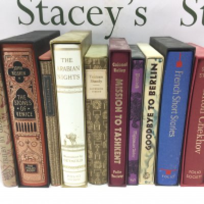 Ten Folio Society books comprising The Arabian Nights, Tristram Shandy, The Stones Of Venice and others. Shipping category D.