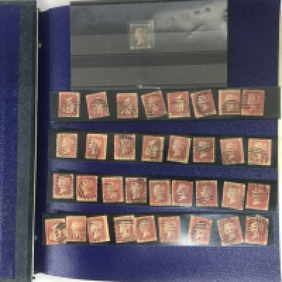 Two GB stamp albums including penny reds, a penny black etc. Shipping category B.