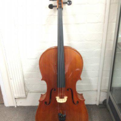 WITHDRAWN- A fine quality modern handmade German cello by Sandner in excellent condition. Comes with a bow but no case. Shipping category D.