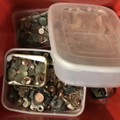 Metal detector finds including war medals , badges , keys , coins, interesting items . Postage category C