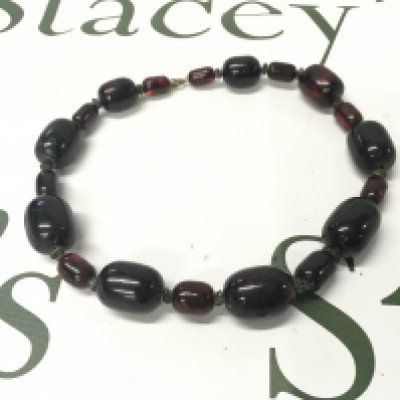 Cherry amber bakelite necklace , 43cm long and 68g weight postage category a