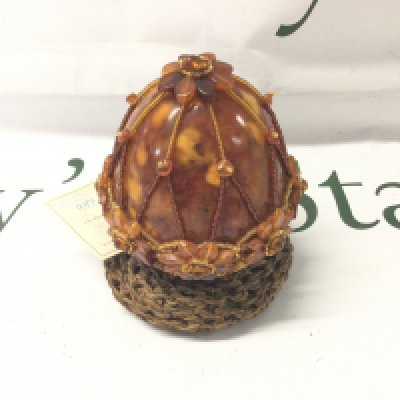 A Large Faberge Style Baltic Amber Egg, Made in the USSR, 140g