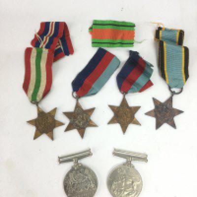 A collection of WW2 medals including an air crew European star. Shipping category A.