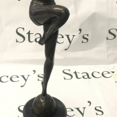 A large bronze art deco dancing lady , 58cm tall.
