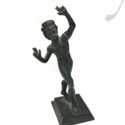 A 19th century small bronze Dancing Faun of Pompeii figure , 12cm tall, postage category A
