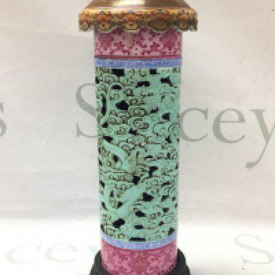 A Chinese enamel incense burner with lid ,27.5cm tall . This lot cannot be posted