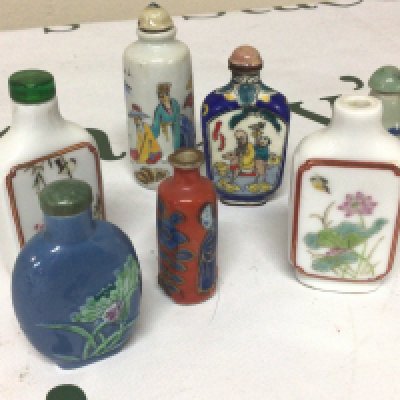 A collection of Chinese Republic and other porcelain scent bottles two with obvious damage. NO RESERVE