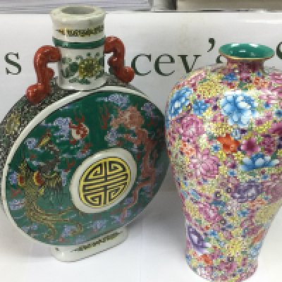 Two reproduction Chinese vases, tallest approx 41cm. Shipping category D.