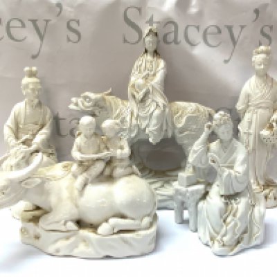 Five Chinese Blanc De Chine porcelain figures.