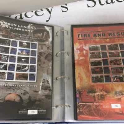 An Album containing limited edition First Edition British Royal Mail Pictorial First class stamp sheets with in excess of 90 covers all with Ten First class stamps unused and in very good condition.